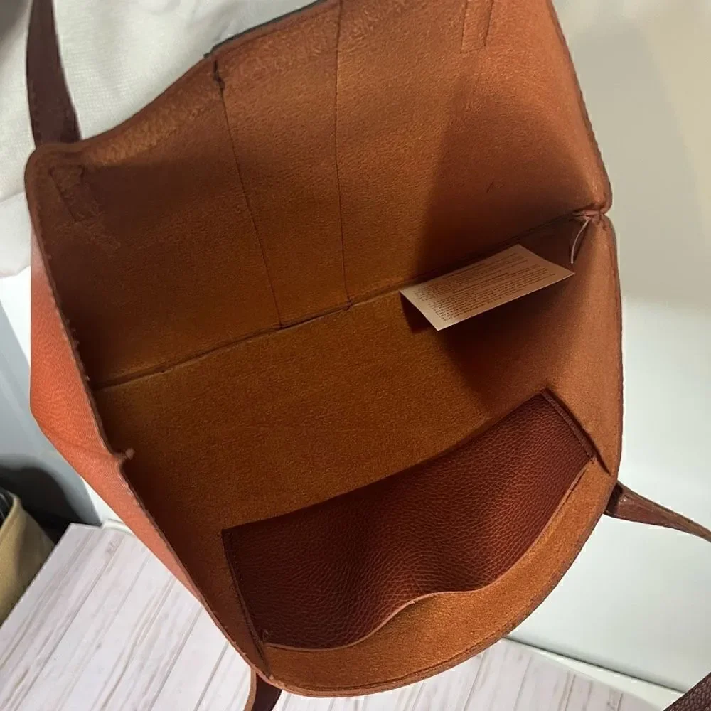 Vince Camuto Brown Black Stripe Vegan Leather Tote Shoulder Bag New! - Picture 5 of 5